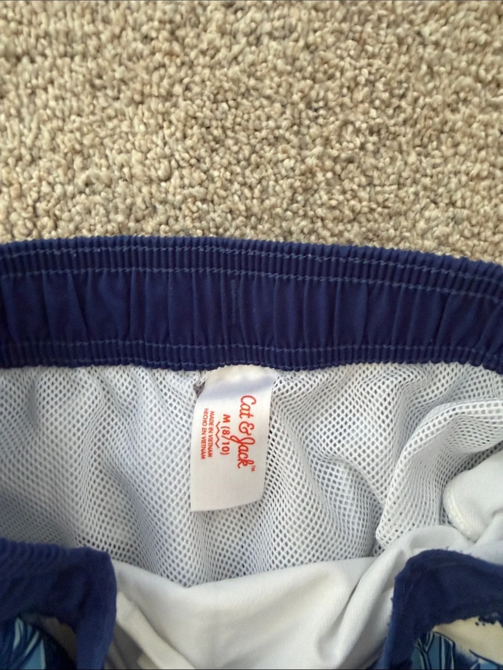 CAT AND JACK Blue Shark Print Swim Trunks!